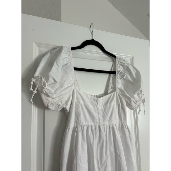 Women's White Puff-Sleeve Mini Dress Size Small - Picture 2 of 5